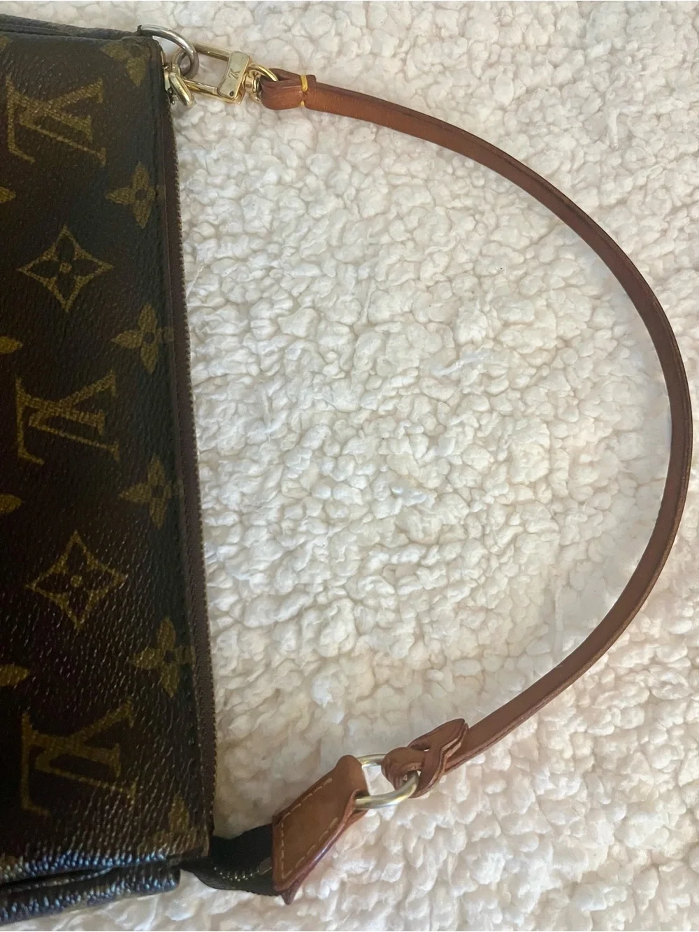 Louis Vuitton Monogram Shoulder Pochette in Brown and Tan with Gold hardware
